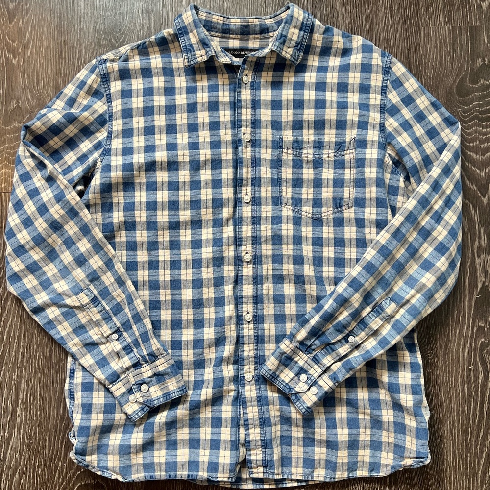 Men's Banana Republic Linen Blend Button Up Size L